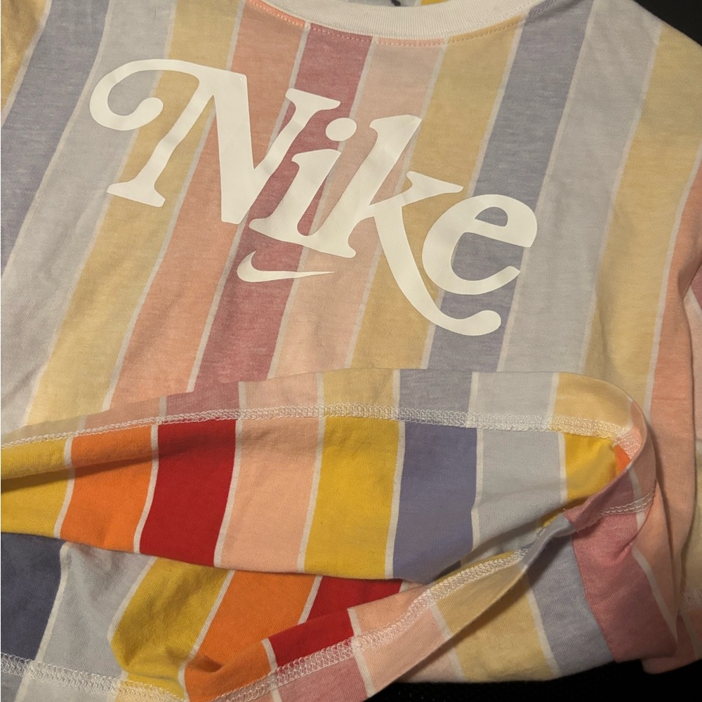 Pastel Rainbow Nike Crop Top Tee - Picture 3 of 4